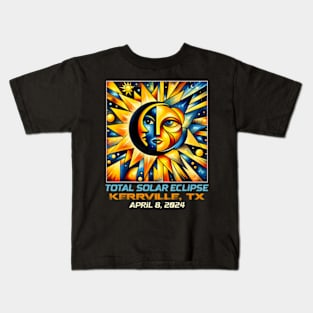 Cubism Total Solar Eclipse Kerrville Texas Kids T-Shirt